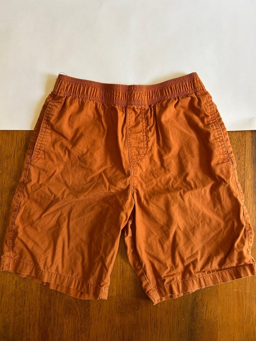 Elastic-Waist Rust Orange Casual Shorts | Boys Size 8